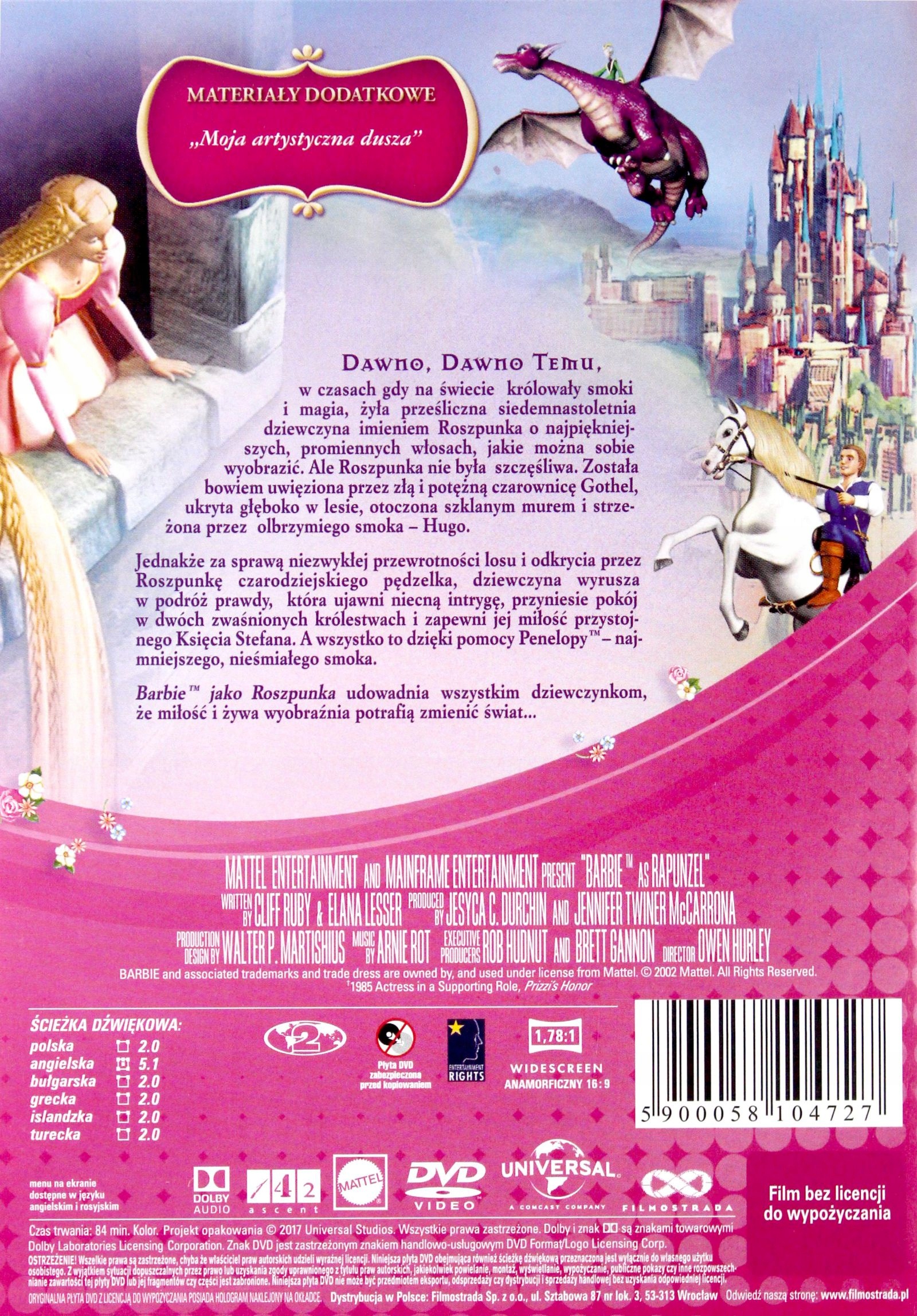 BARBIE JAKO ROSZPUNKA (DVD) Rodzaj wydania Wydanie pełne