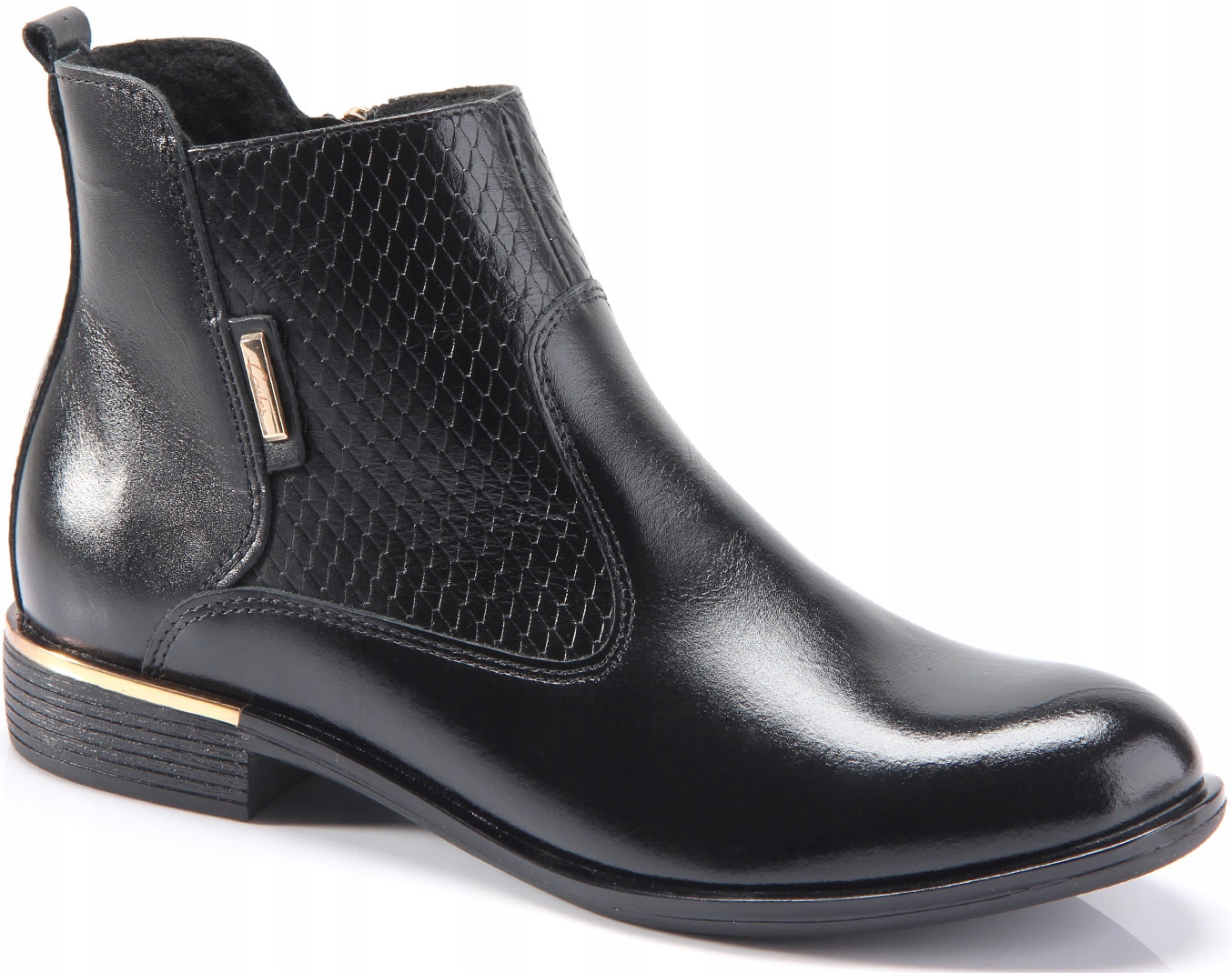 Černé dámské kotníkové boty boty zateplené koženým zipem Contes 39