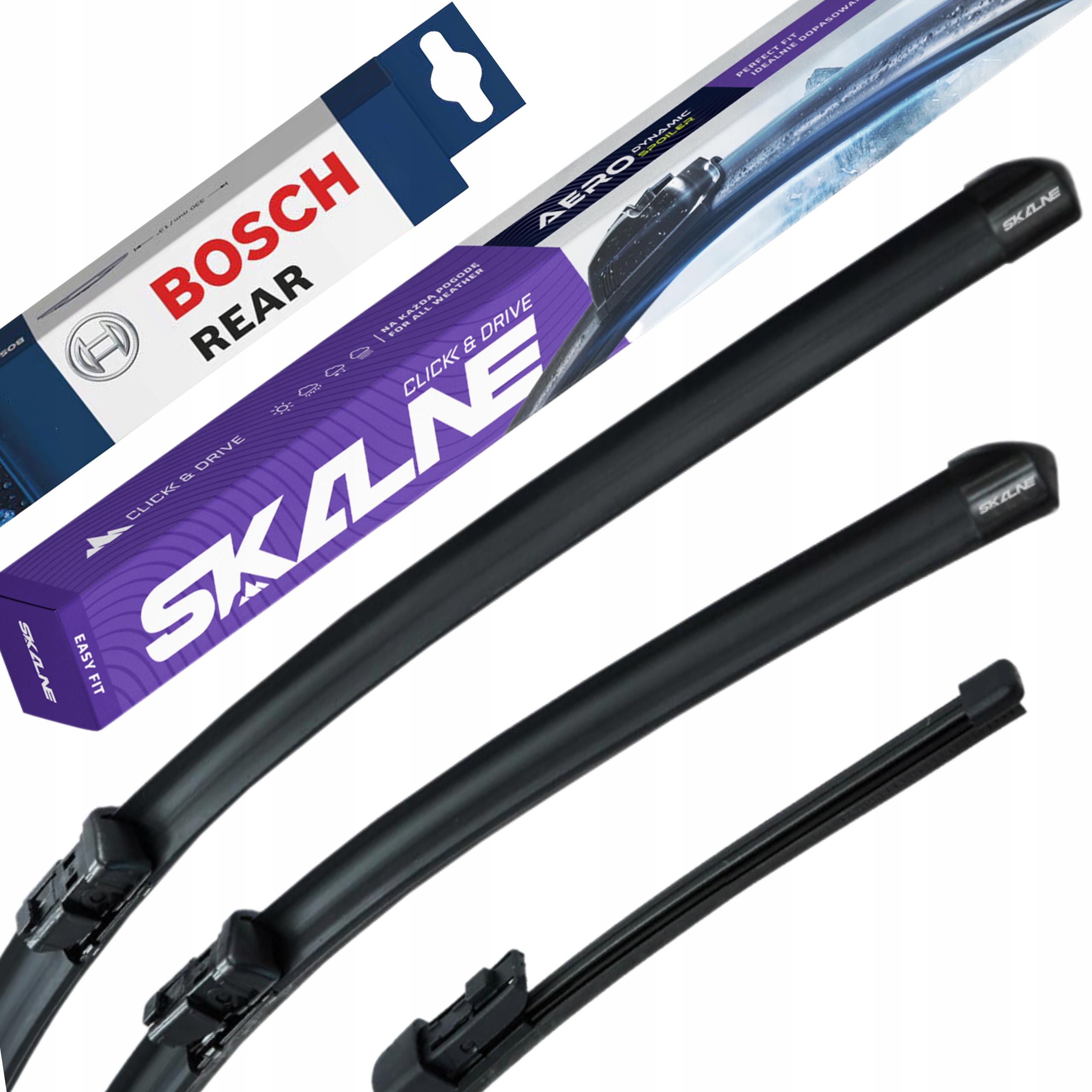 Wycieraczki Przód Tył Skalne, Bosch Skoda Octavia II Hb Kombi 2004-2013