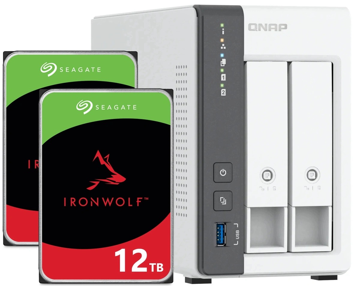 Nas server Qnap TS-216G 4GB Ram 24TB Hdd (2x12TB) 2.5GbE Lan