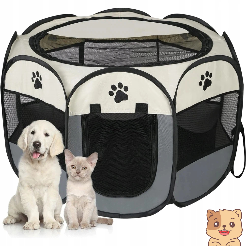 Levně Kotec Velká Přenosná Skládací Do Domu Pro Zvířata S Pelíškem 74X43