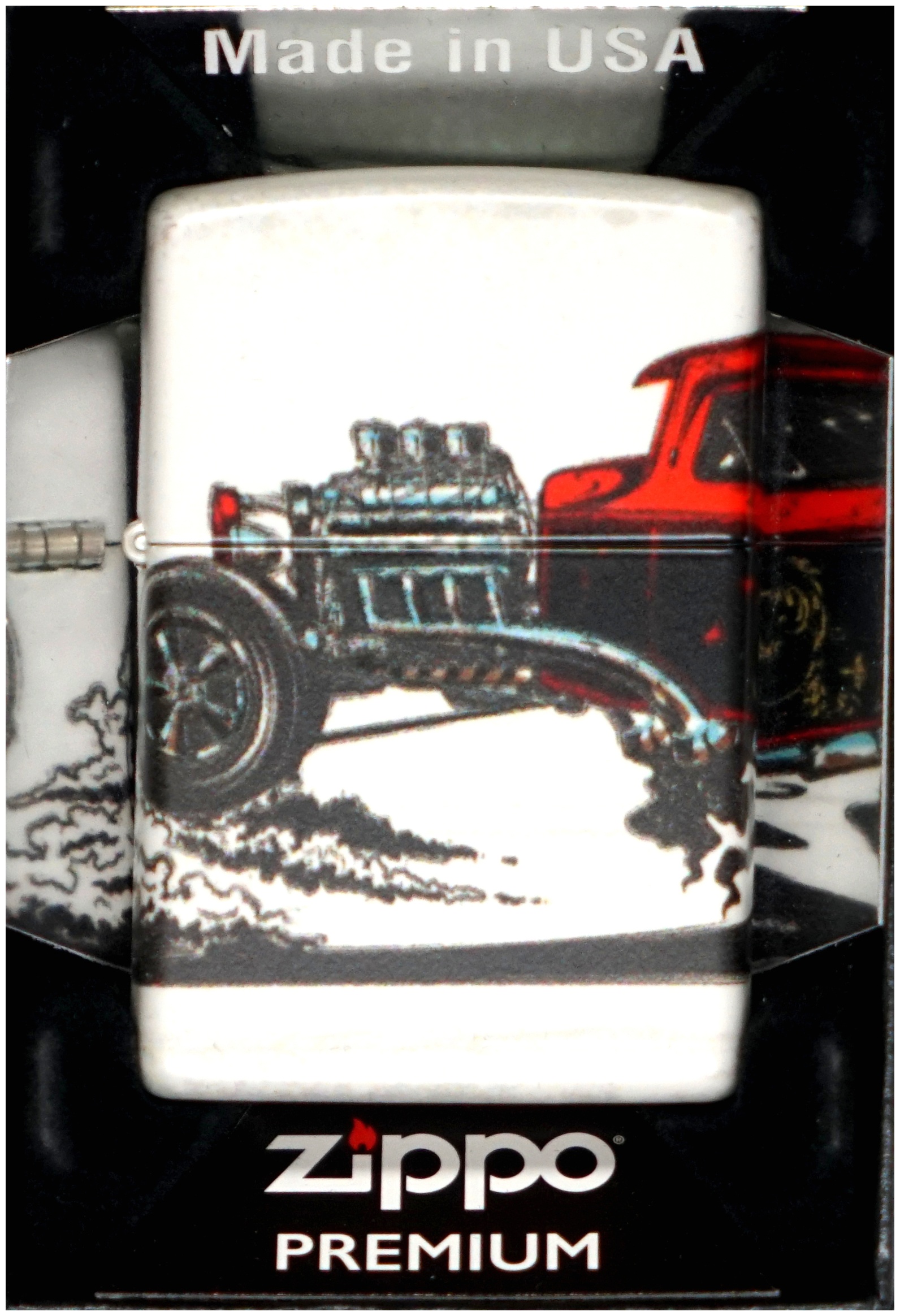 Zapalovač Zippo Hot Rod Design Větruodolný benzínový