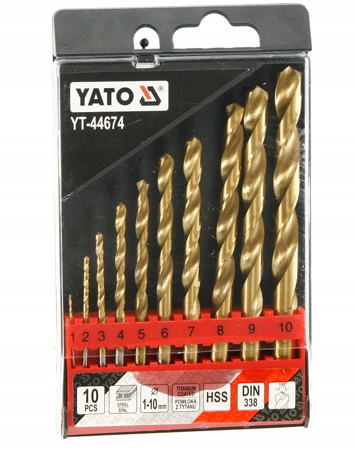 

Yato Zestaw 10szt wierteł Tin do metalu YT-44674