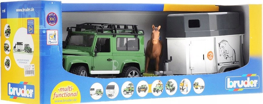 Land Rover z przyczepą dla konia i figurką konia BRUDER 425843 Marka Bruder