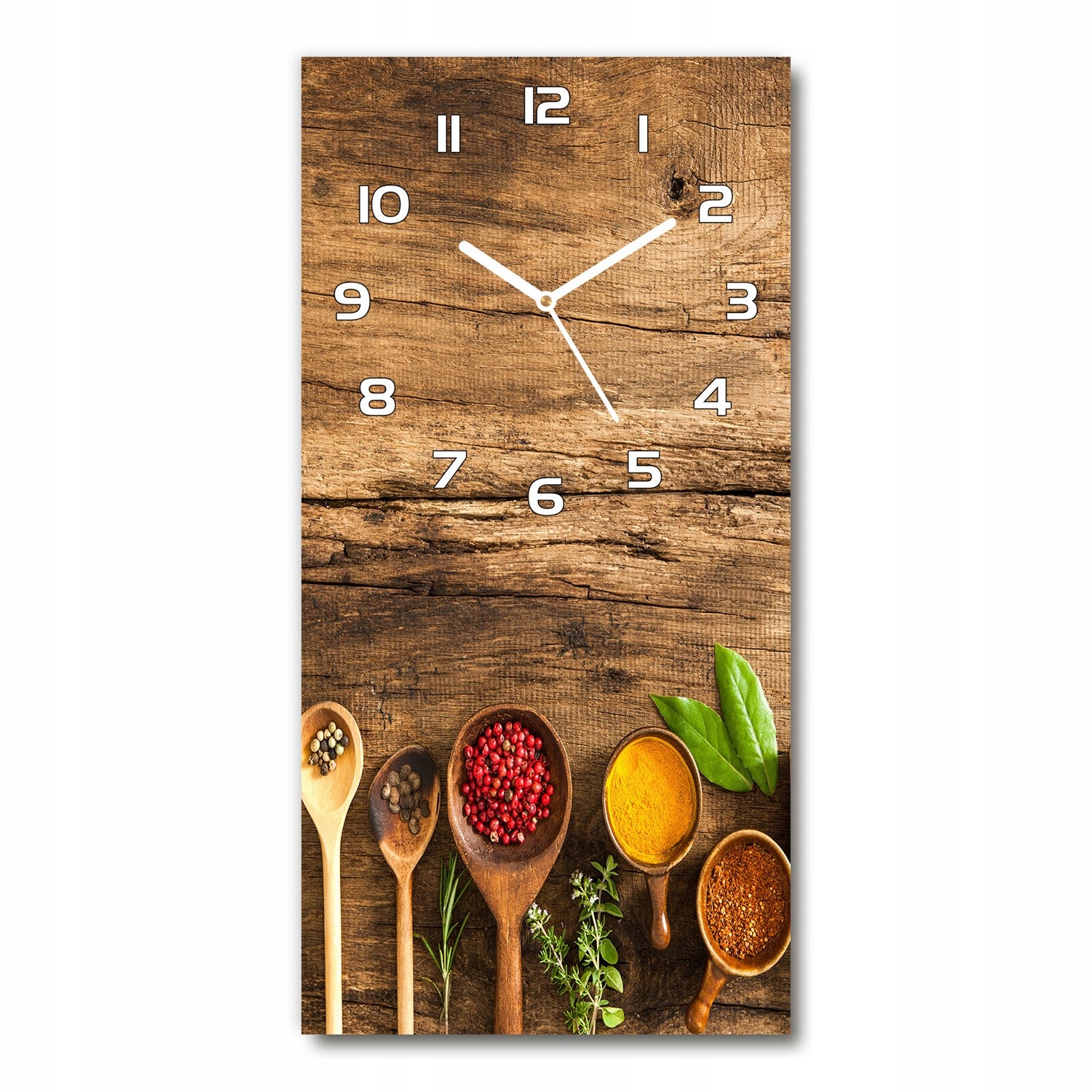 

Szklany zegar wiszący Kolorowe przyprawy 30x60 cm