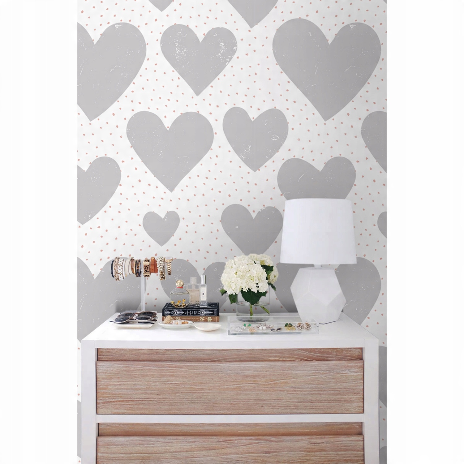 

Tapeta flizelinowa Serce na tle w kropki 104x70cm
