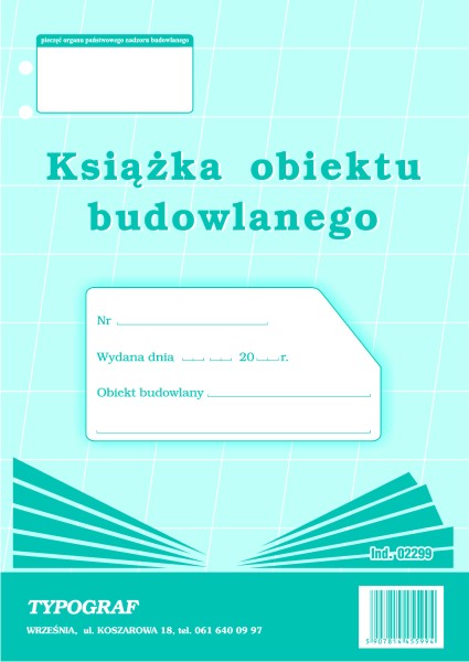 

Książka obiektu budowlanego 02299 A4 typograf