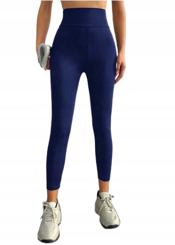 Legginsy Damskie Sportowe Granatowe Gładkie L Łla