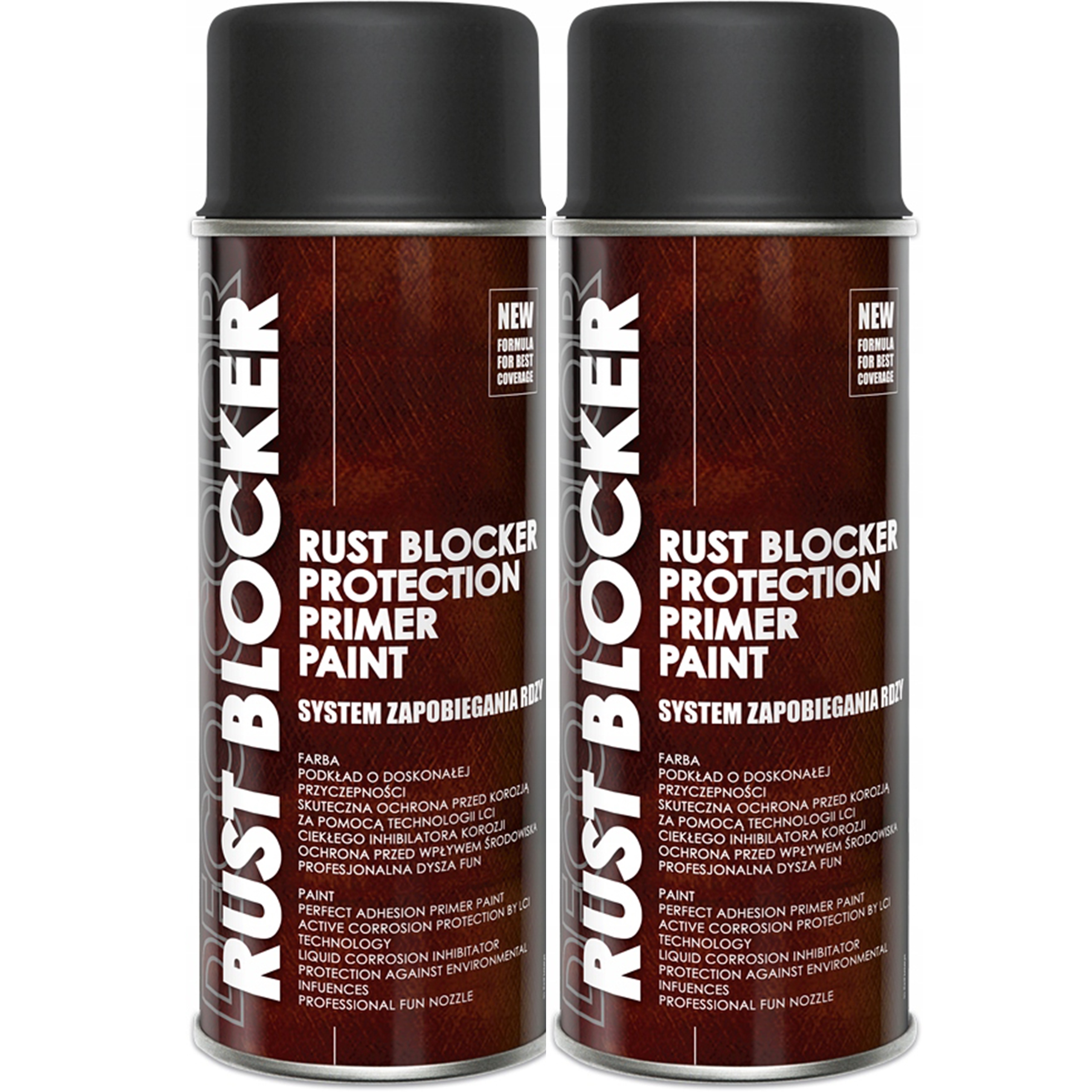 2X Farba Spray Na Rdzę 4w1 Rust Blocker Czarny 400ML