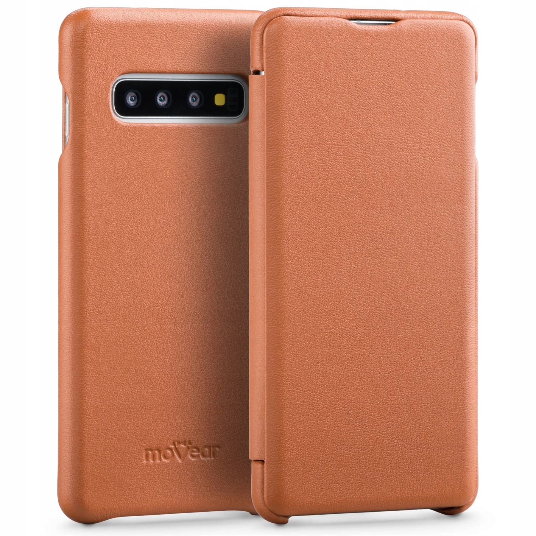 Pouzdro na Samsung Galaxy S10 Kožené pouzdro obal kniha Movear Světle hnědá