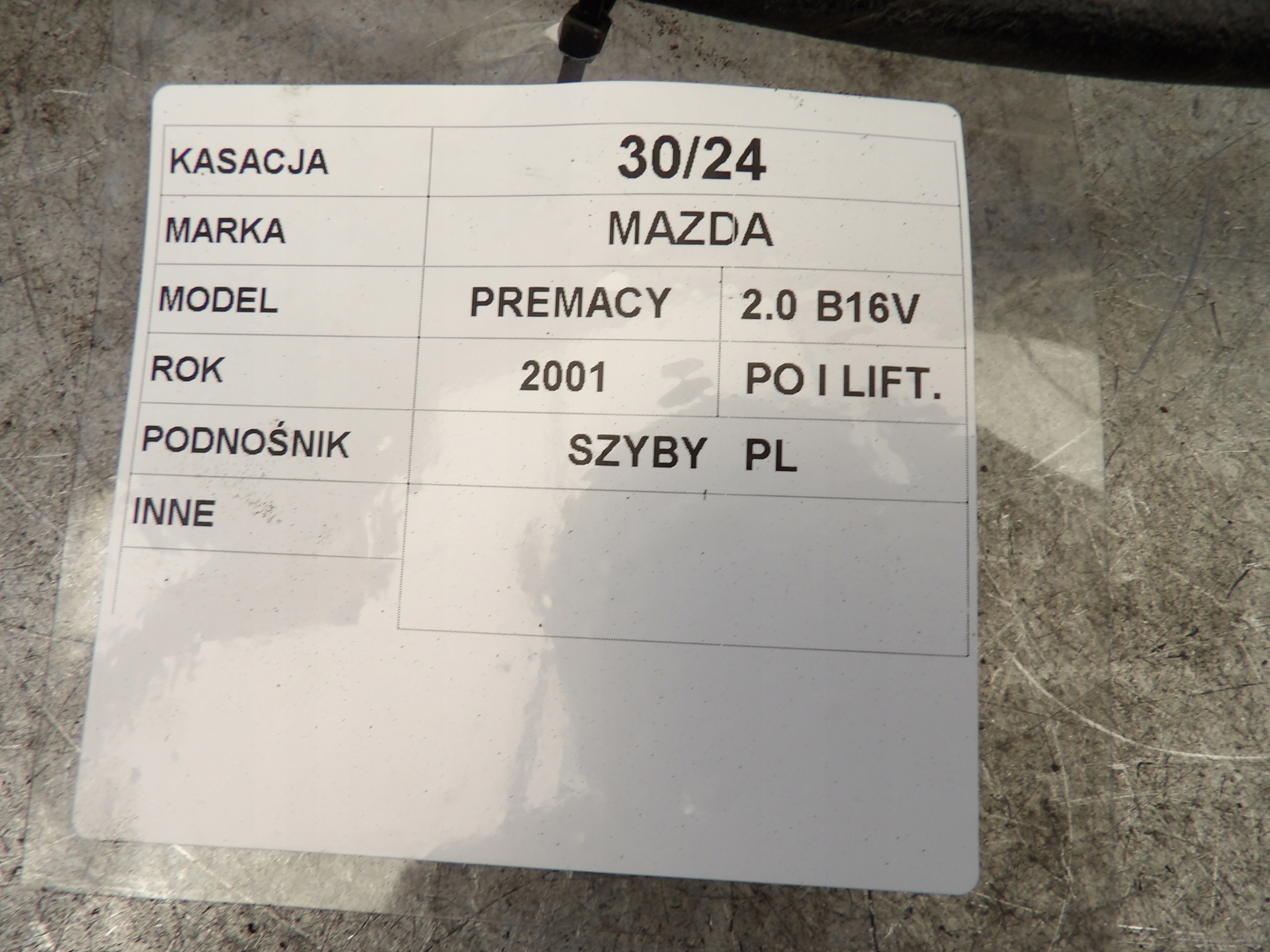 Mazda Premacy window regulator front right lift CM010440G 862040-0024