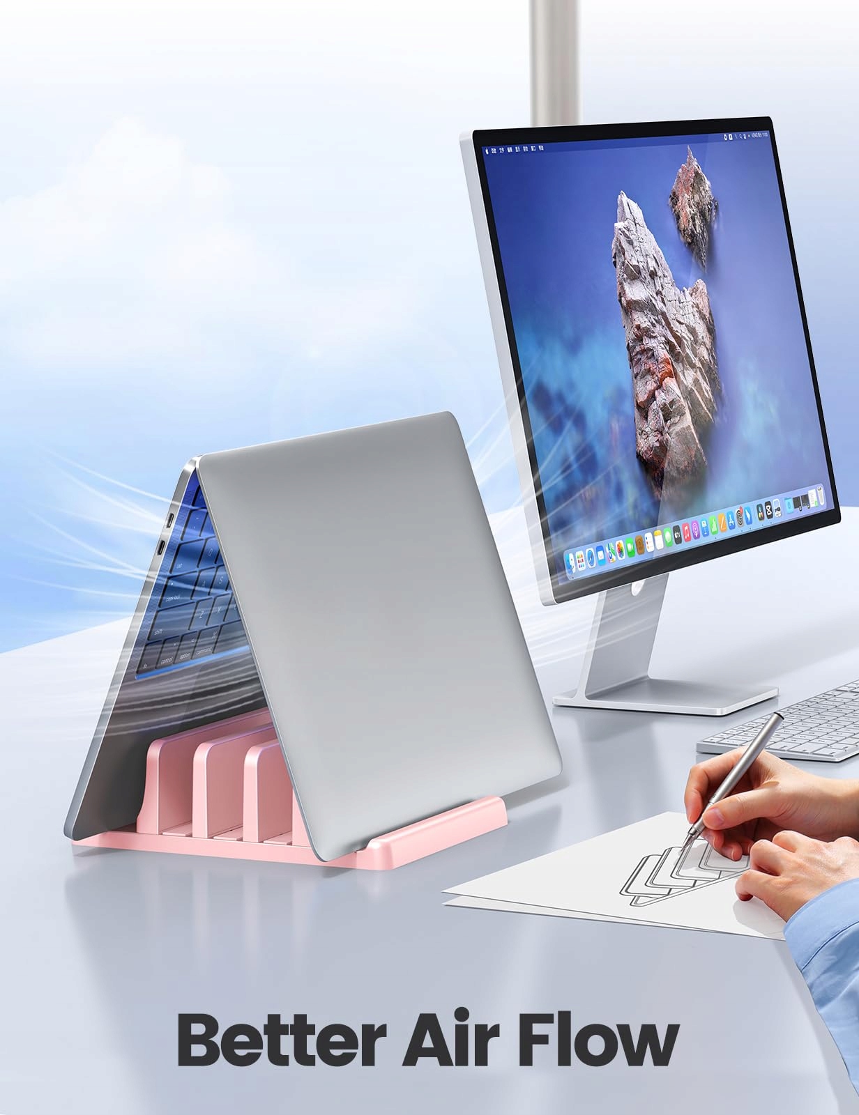 VAYDEER Stojak Na Laptop Pionowy Regulowany 5w1 Na MacBook i Laptop 17 cali — miniatura 4