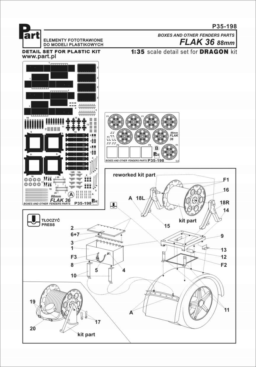 Part P35-198 1/35 88mm Flak 36 kontejnery (Dragon)