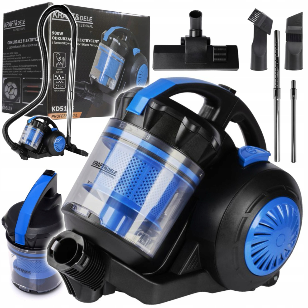 Mocny Lekki Bezworkowy Odkurzacz Cyklonowy Domowy 5M Filtr Mały Mocny