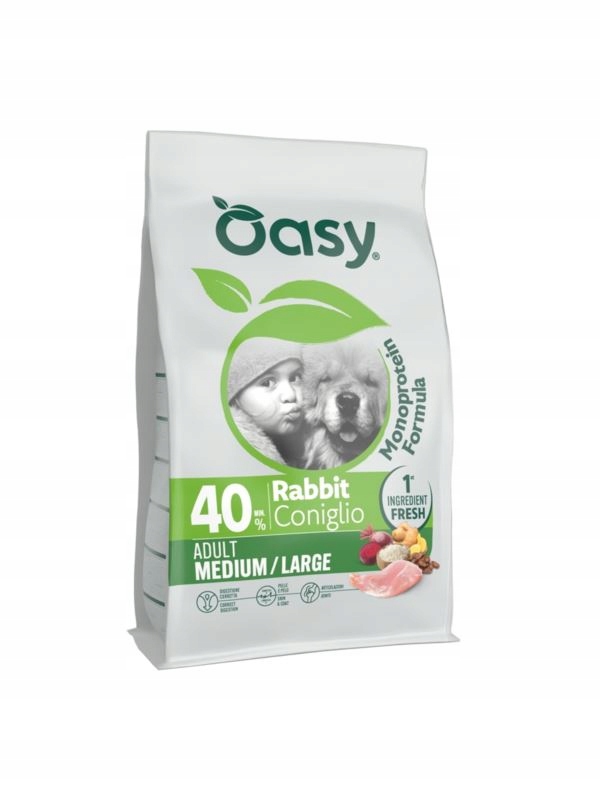 Sucha karma z królikiem dla psa 10kg dla średnich i dużych ras Oasy