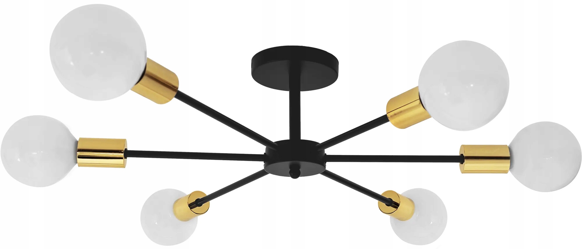 Lampa Sufitowa Żyrandol Plafon Pająk Złota Czarna E27 Black Gold
