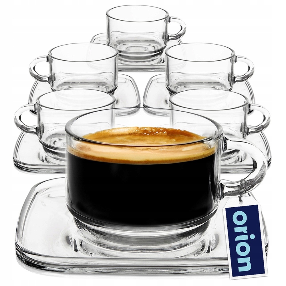 6x Skleněné šálky s podšálkem na pití kávy čaje sada šálků