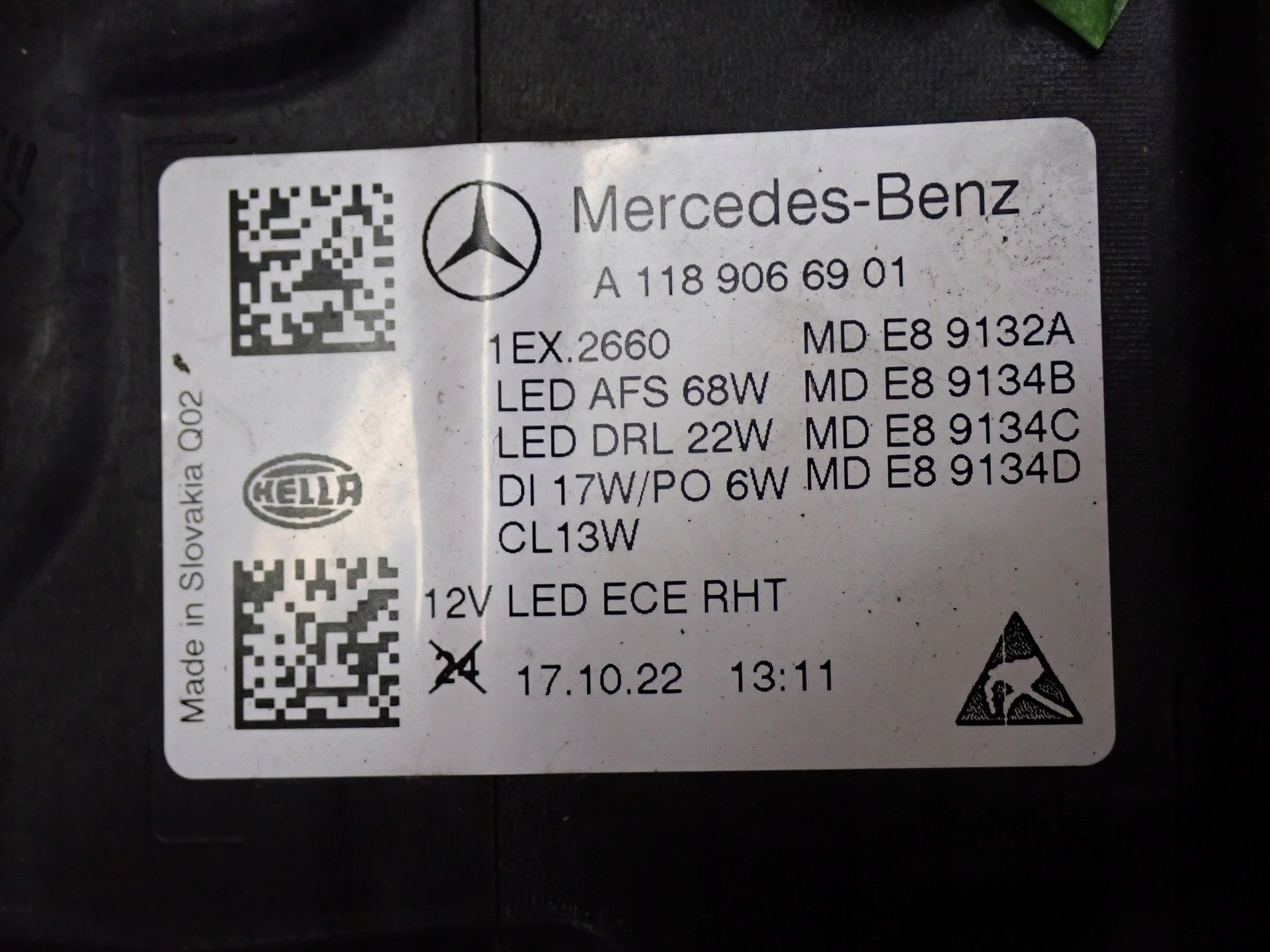 light left REFLEKTOR left FULL LED MERCEDES CLA 118 2019- A1189066901