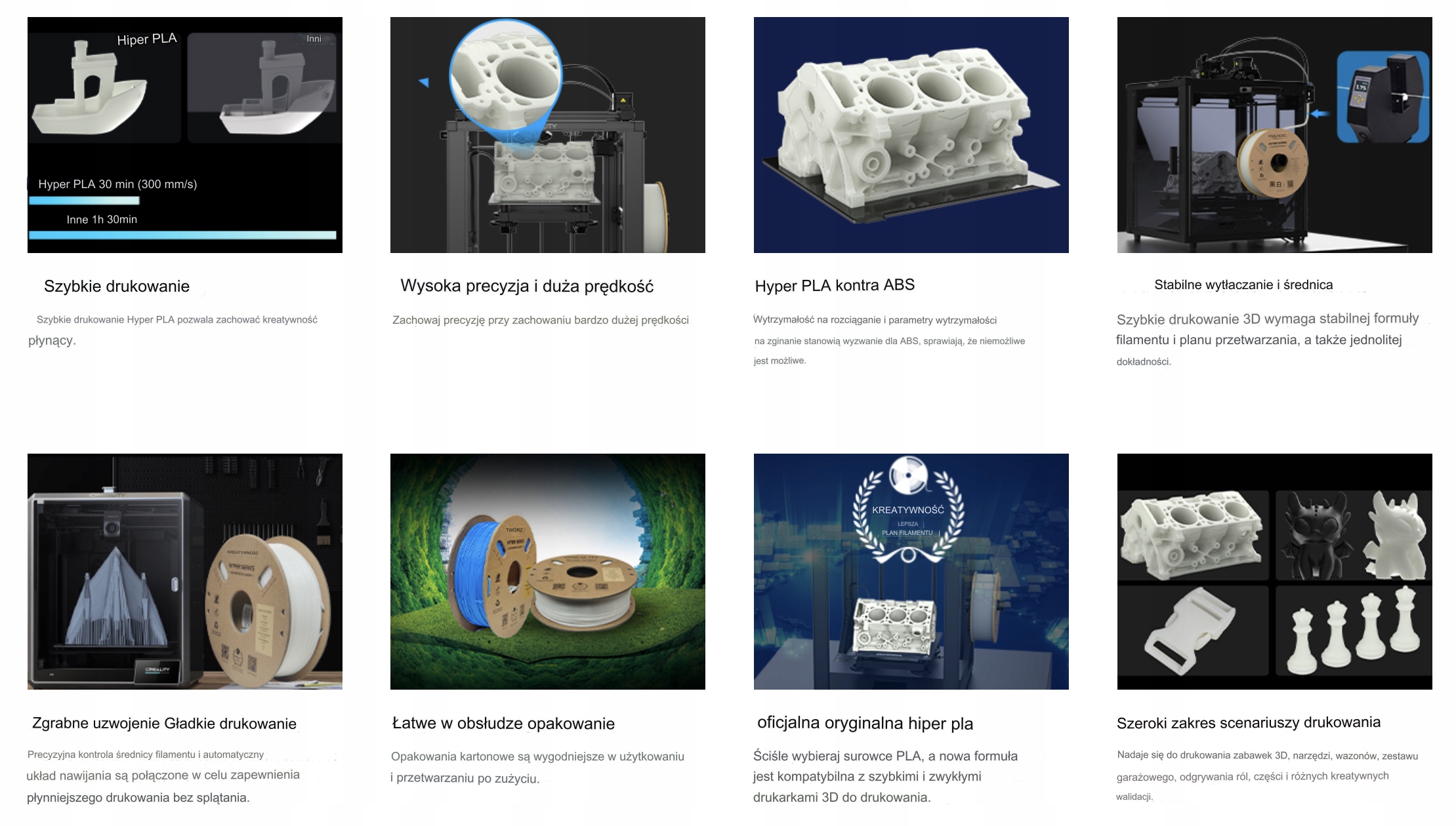 CREALITY HYPER SPEED PLA 1KG SKIN CIELISTY Kod producenta 3301010378