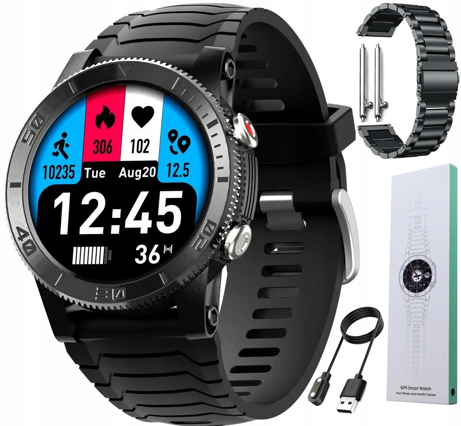 

Zegarek Męski SmartWatch Gps 580mAh Kompas Pl