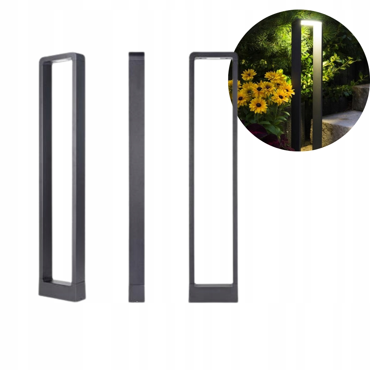 Lampa ogrodowa Led nowoczesna zewnętrzna Słupek prostokąt 7W Rio 80cm Lvt