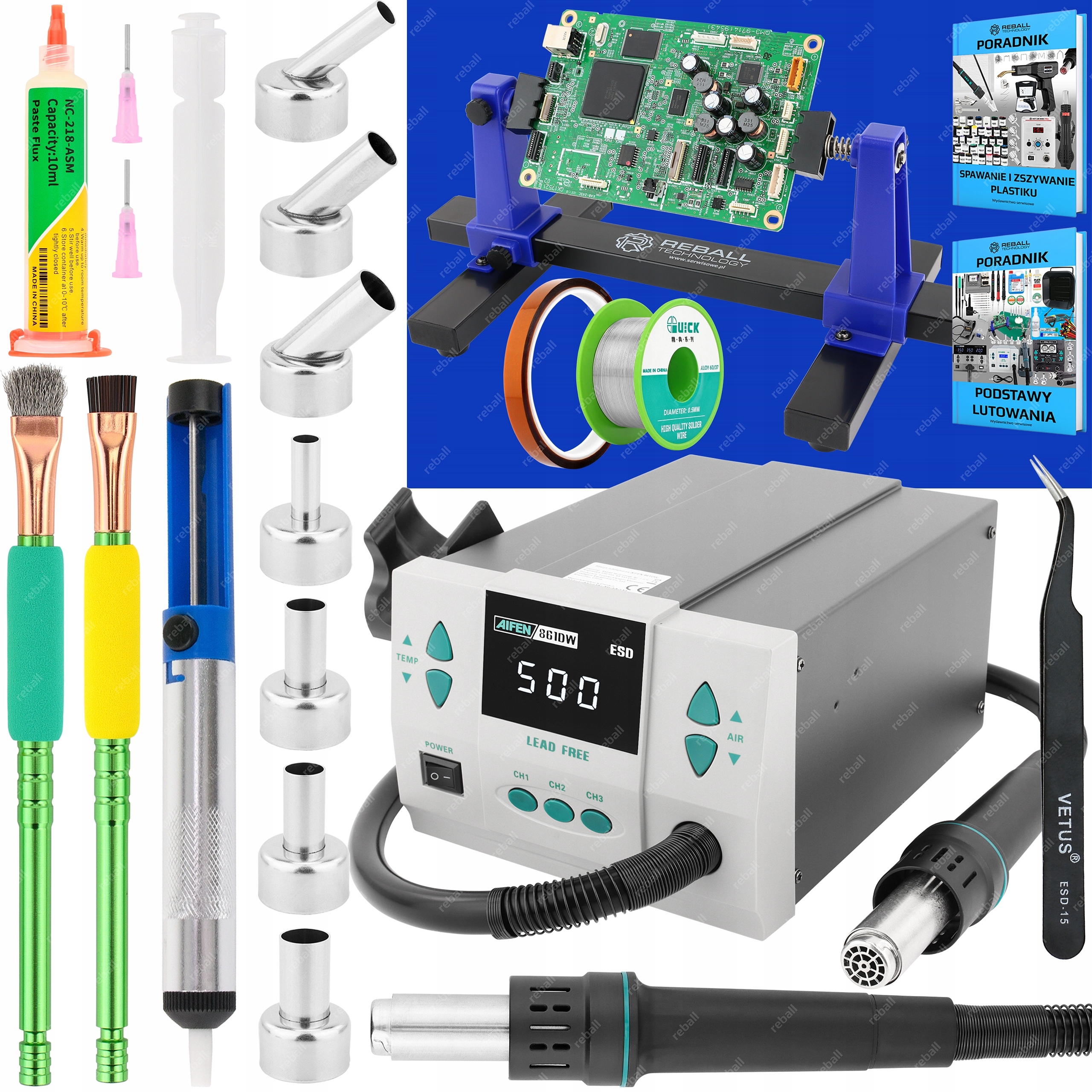 Set Pájecí Stanice Hot Air Svařovací Plast Aifen 861DW 1000W XXLv1