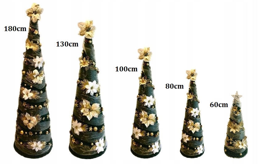 STOŻEK CHOINKA SZTUCZNA STOŻKOWA OZDOBA ŚWIĄTECZNA 60cm Wysokość Do 100 cm