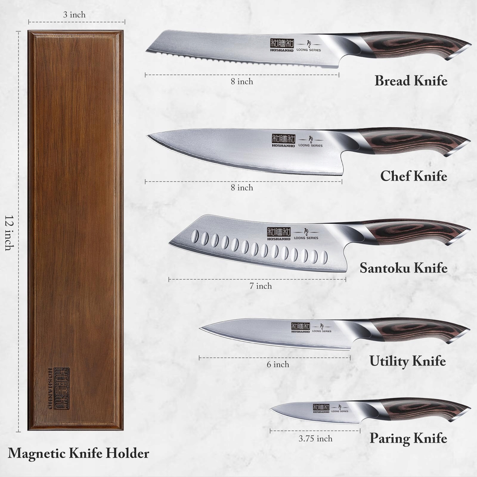 HOSHANHO 6-Piece Ultra Sharp Kitchen Knife Set with Magnetic Holder — miniatura 2