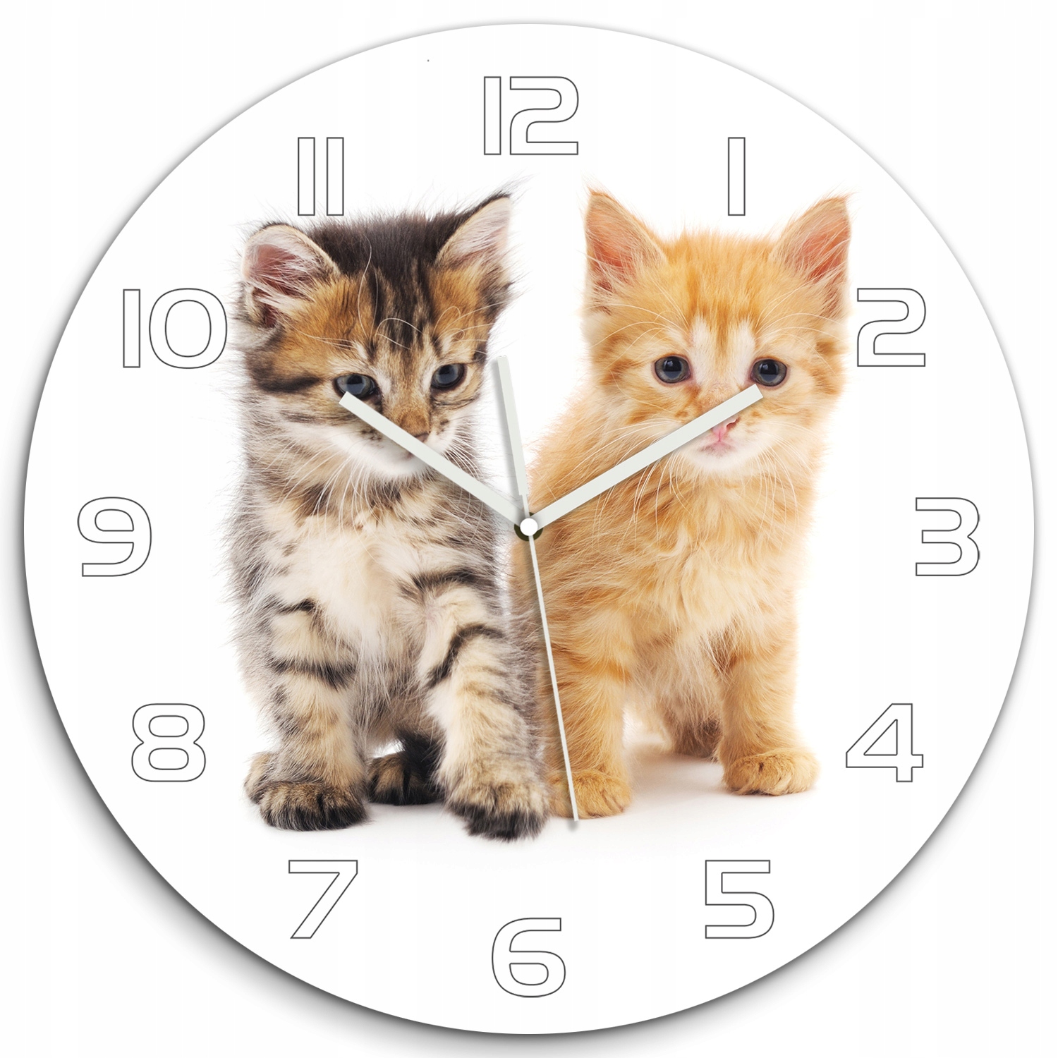 

Wiszący szklany zegar Brązowy i rudy kot fi 60 cm