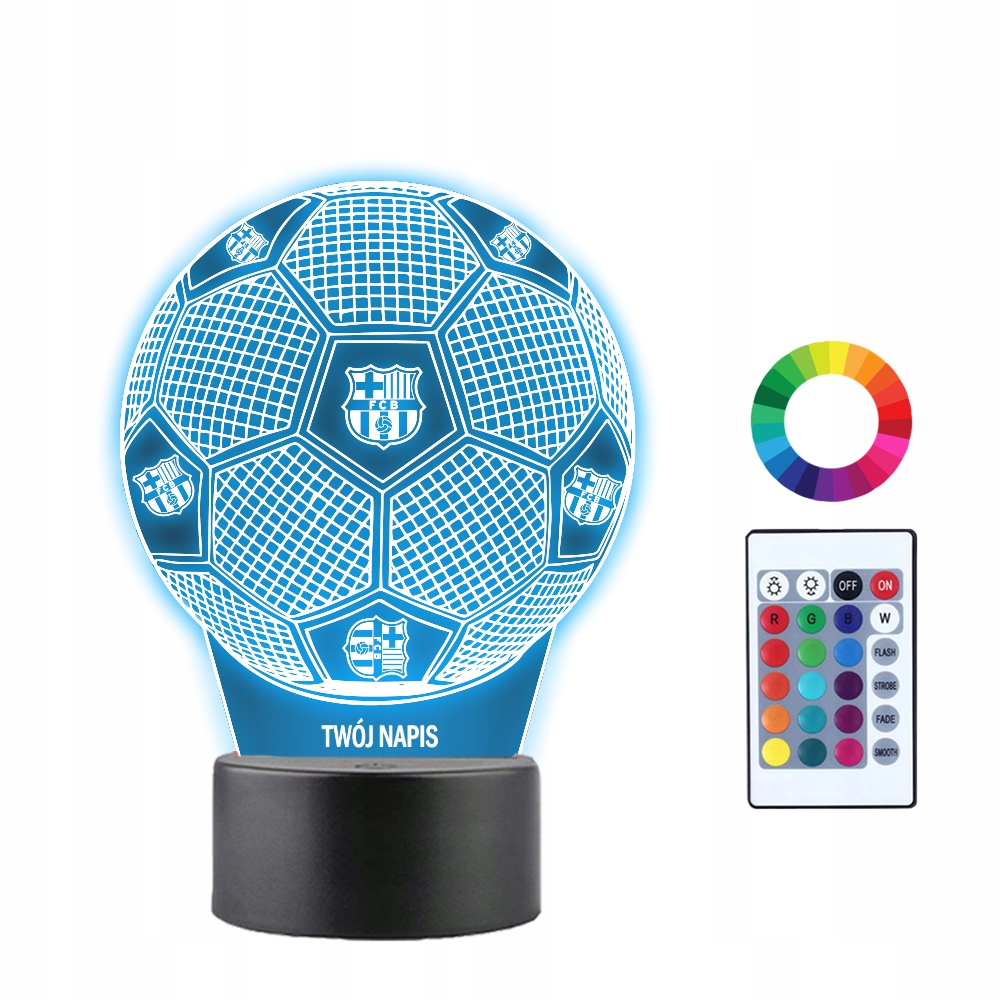 

Lampka Nocna 3D Led Fc Barcelona Piłka Imię Grawer
