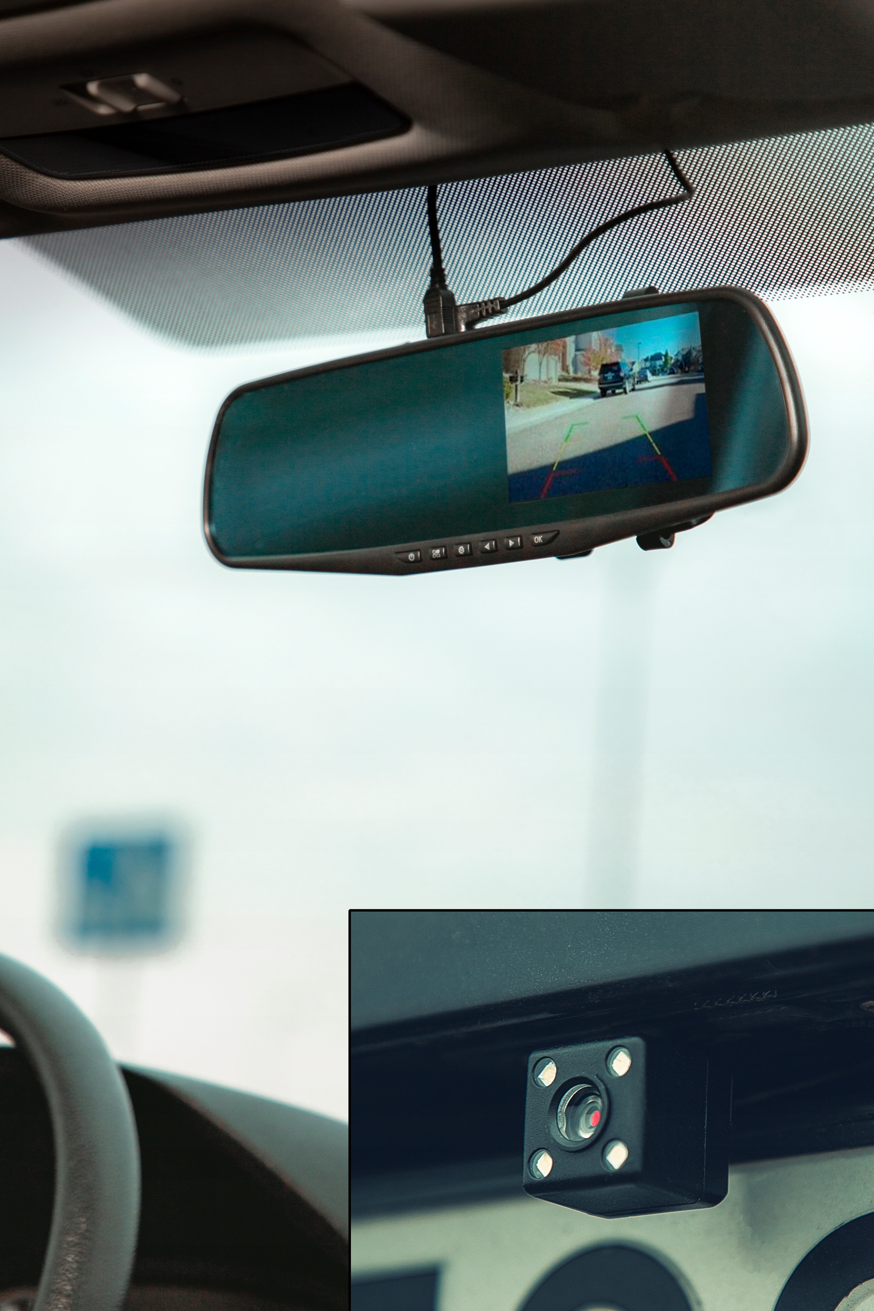 WIDEOREJESTRATOR LUSTERKO KAMERA SAMOCHODOWA COFANIA PRZÓD TYŁ FULL HD 32GB Model F600