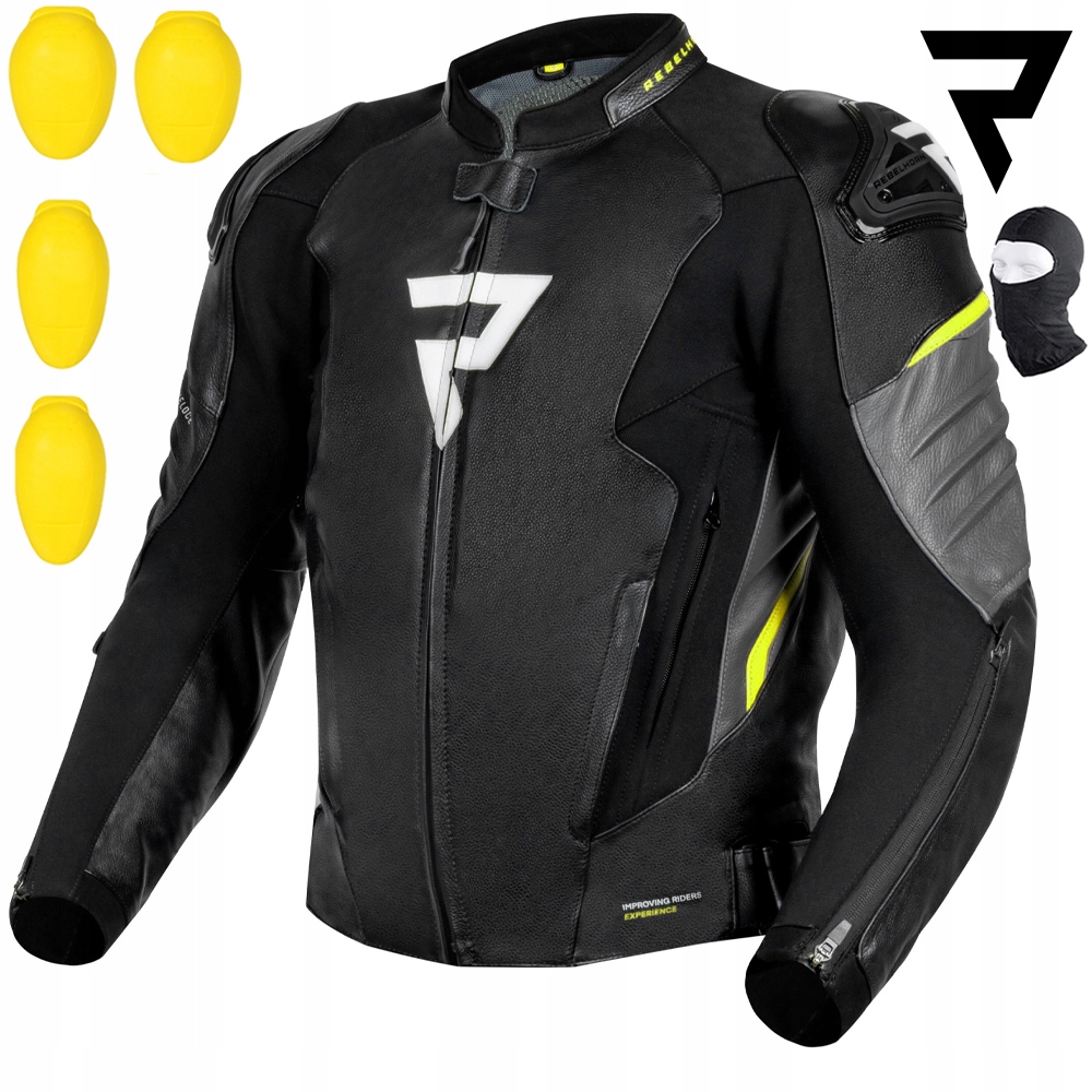 Motocyklová Bunda Rebelhorn Veloce Black/fluo| Mužská Kožená Darčeky
