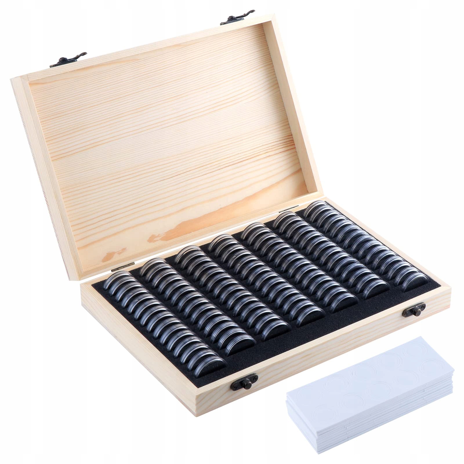 

Pudełko Drewniane Etui Na 100 Monety Pojemnik 30mm