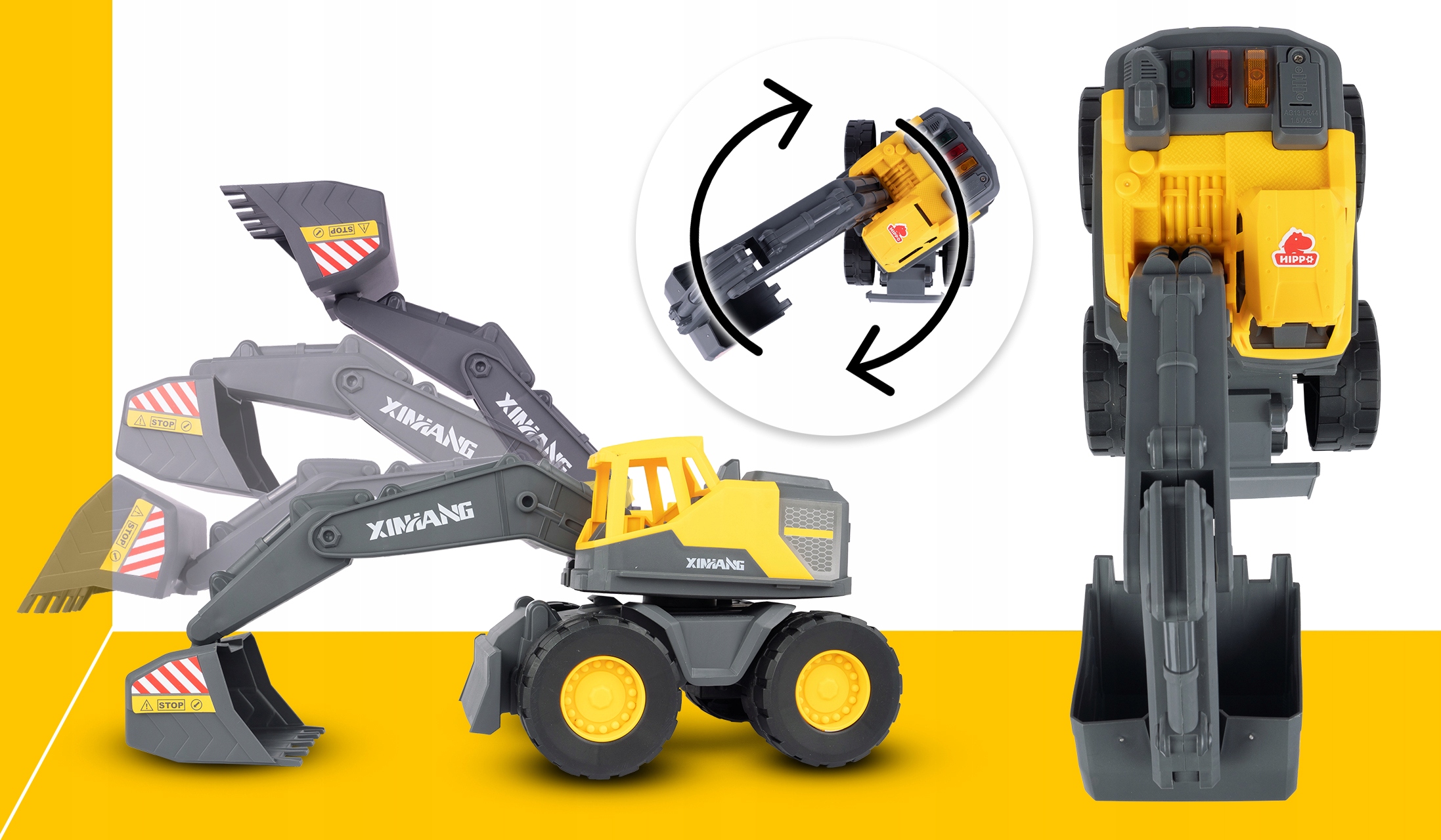 KOPARKA SPYCHACZ AUTO BUDOWLANE Z NAPĘDEM ŚWIATŁO DŹWIĘK DLA DZIECI Wysokość produktu 20 cm