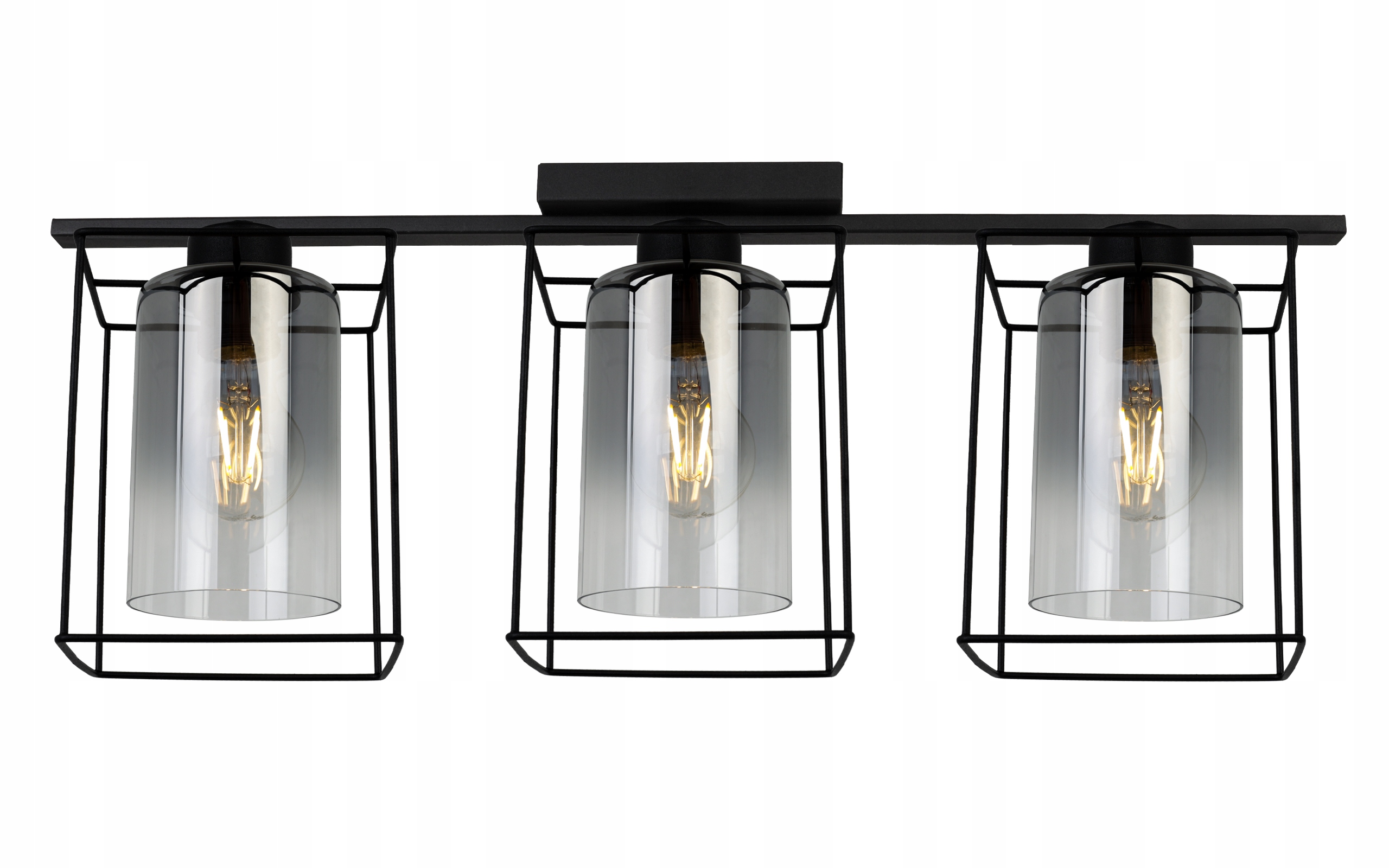 Závesná Stropná Lampa Luster Čierna Trojitá Glamour Sklenená Grafitová Loft