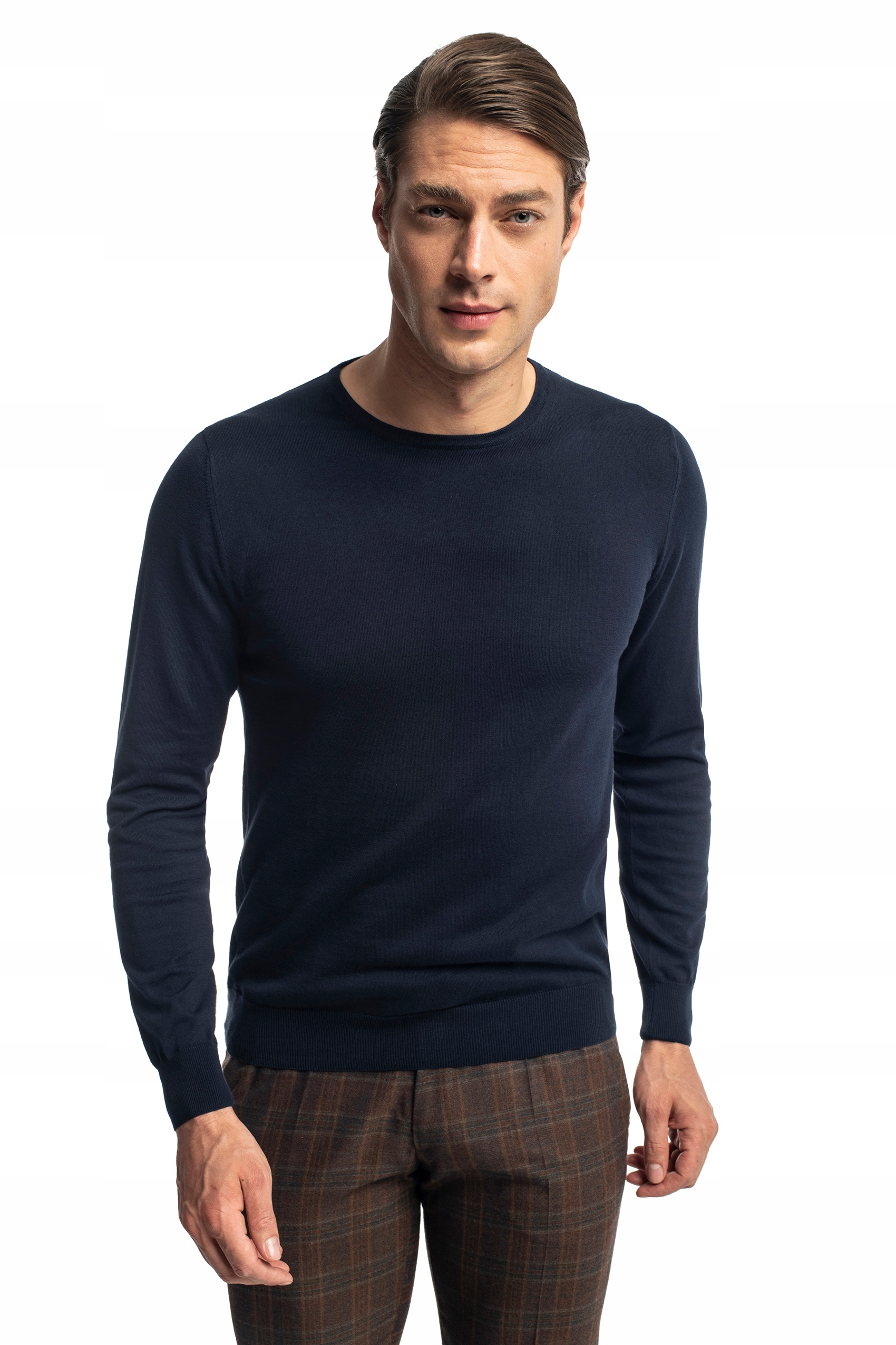 Sweter męski bawełniany półgolf wilton granat XL