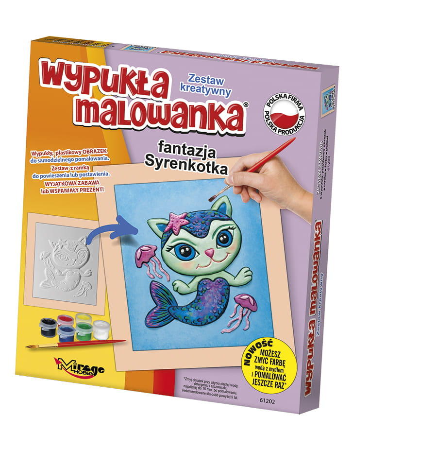 Wypukła Malowanka Fantazja SYRENKOTKA Zestaw Kreat Wiek dziecka 5 lat +