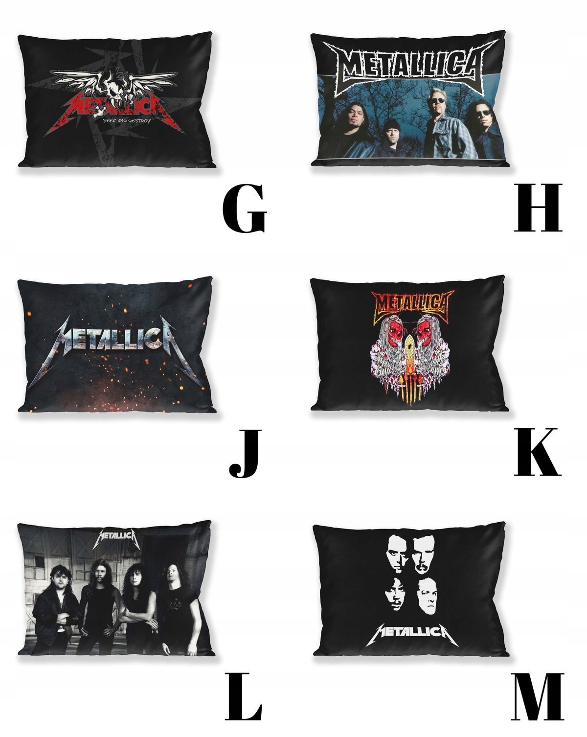 Poduszka METALLICA WZORY+Imię, PREZENT Wysokość 40 cm