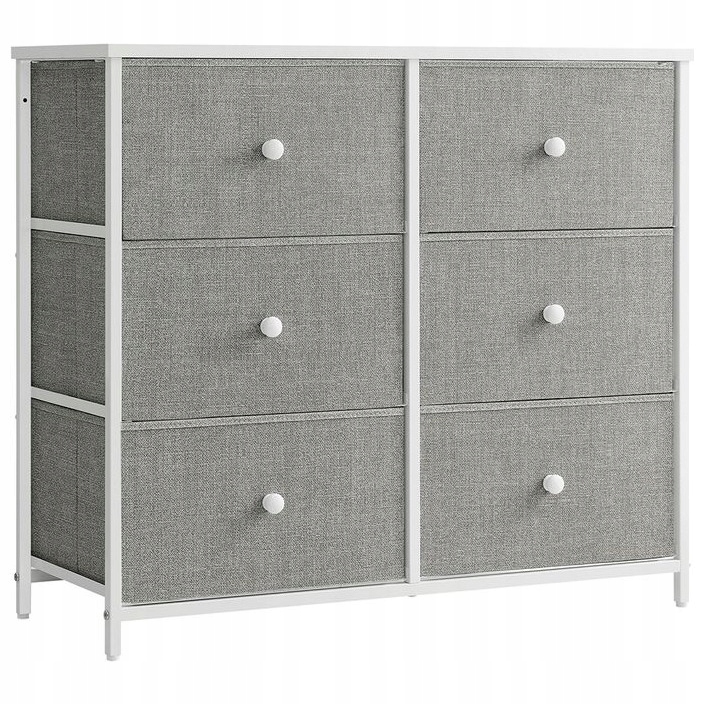 KOMODA Z 6 SZUFLADAMI MATERIAŁOWA SZARO-BIAŁA 80X71 CM