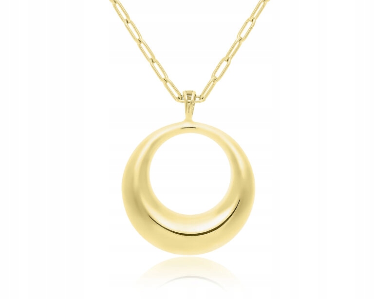 Zlatý dámský náhrdelník Velký kulatý přívěsek Hladký Stříbro ryzost 925