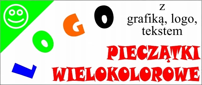 

Pieczątki wielokolorowe 59x25 tekst logo +projekt