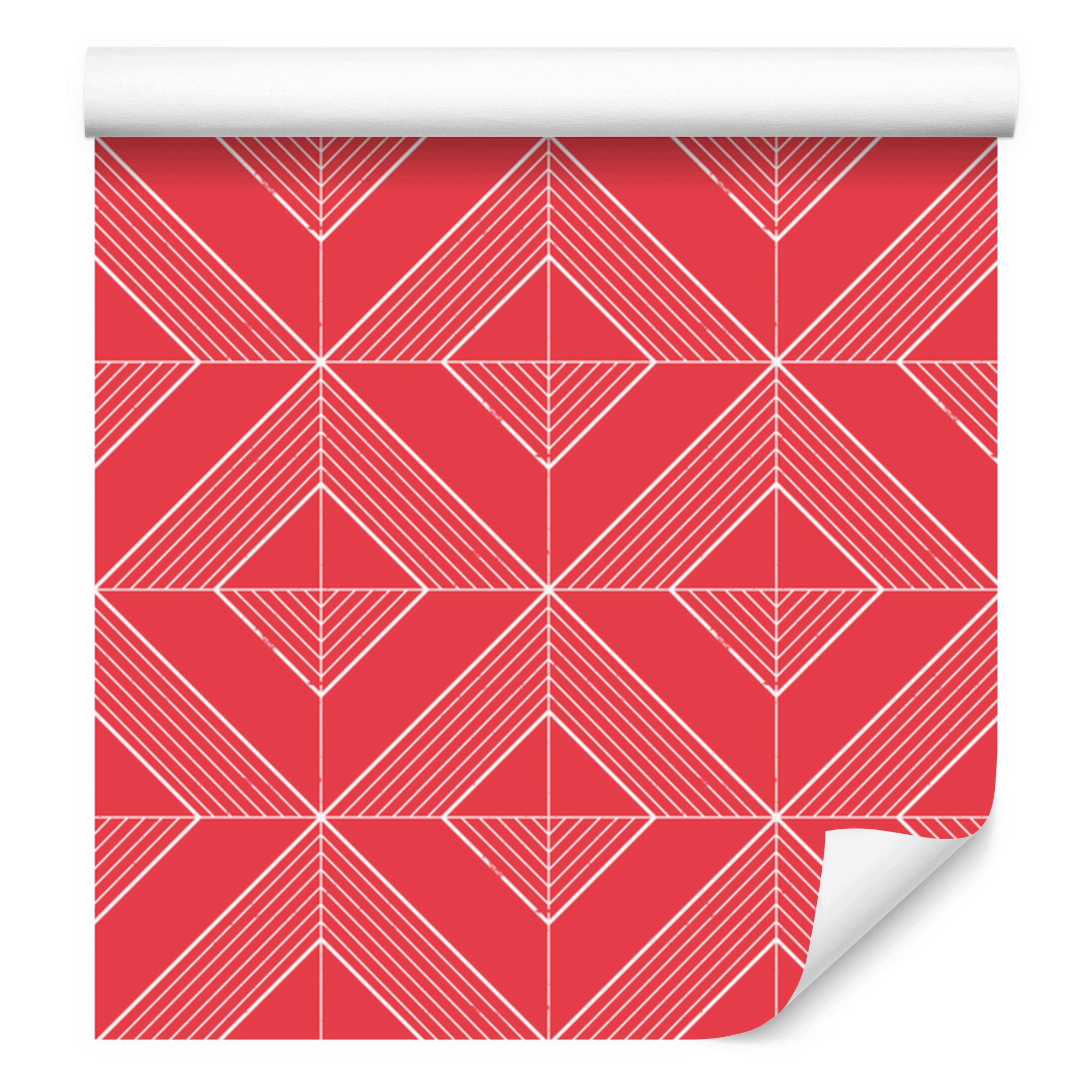 Tapeta Geometrické kosočtverce korálové a červené, pozadí korálové 50x1000 cm