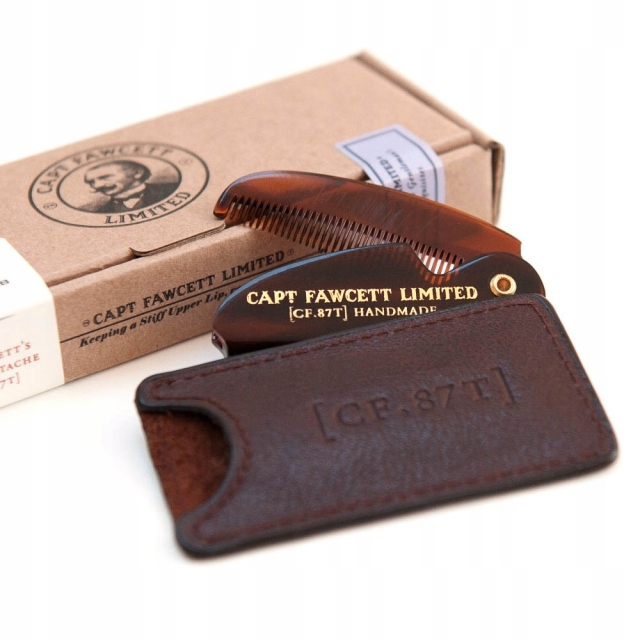 Grzebień do wąsów Captain Fawcett w skórzanym etui