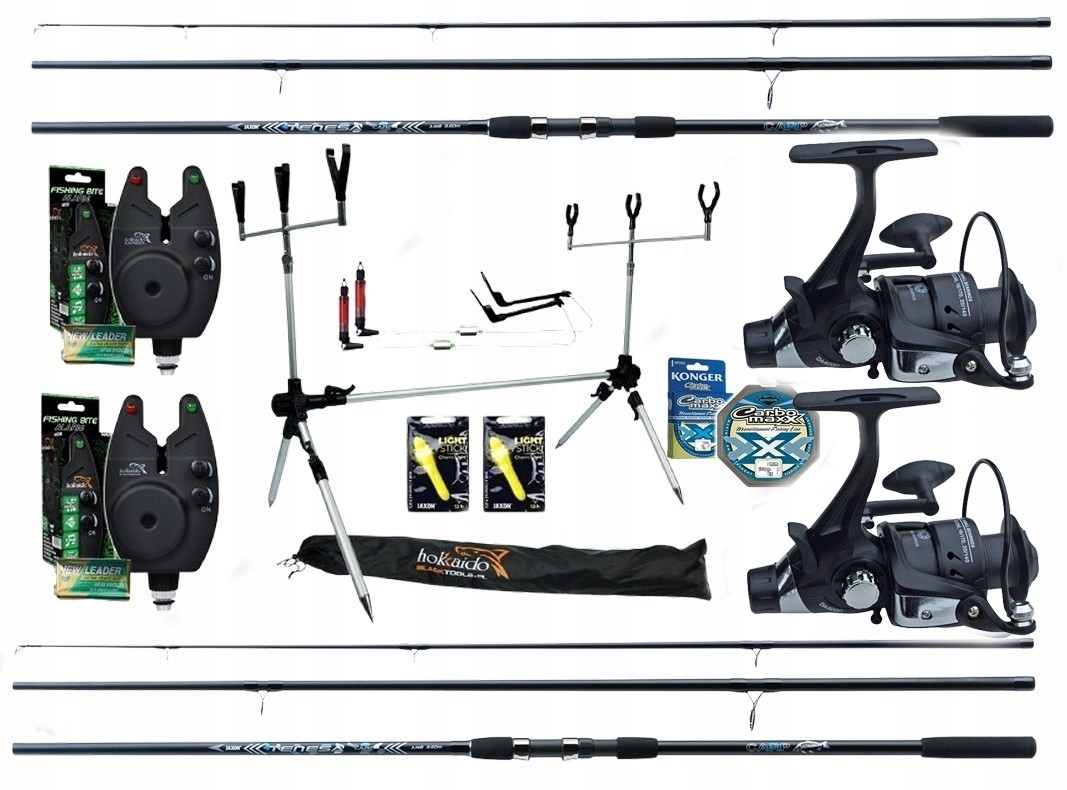 Zestaw Na Karpia Grunt 2 X Wedka +2X Kołowrotek +1X RODPOD-+4 Sygnalizatory