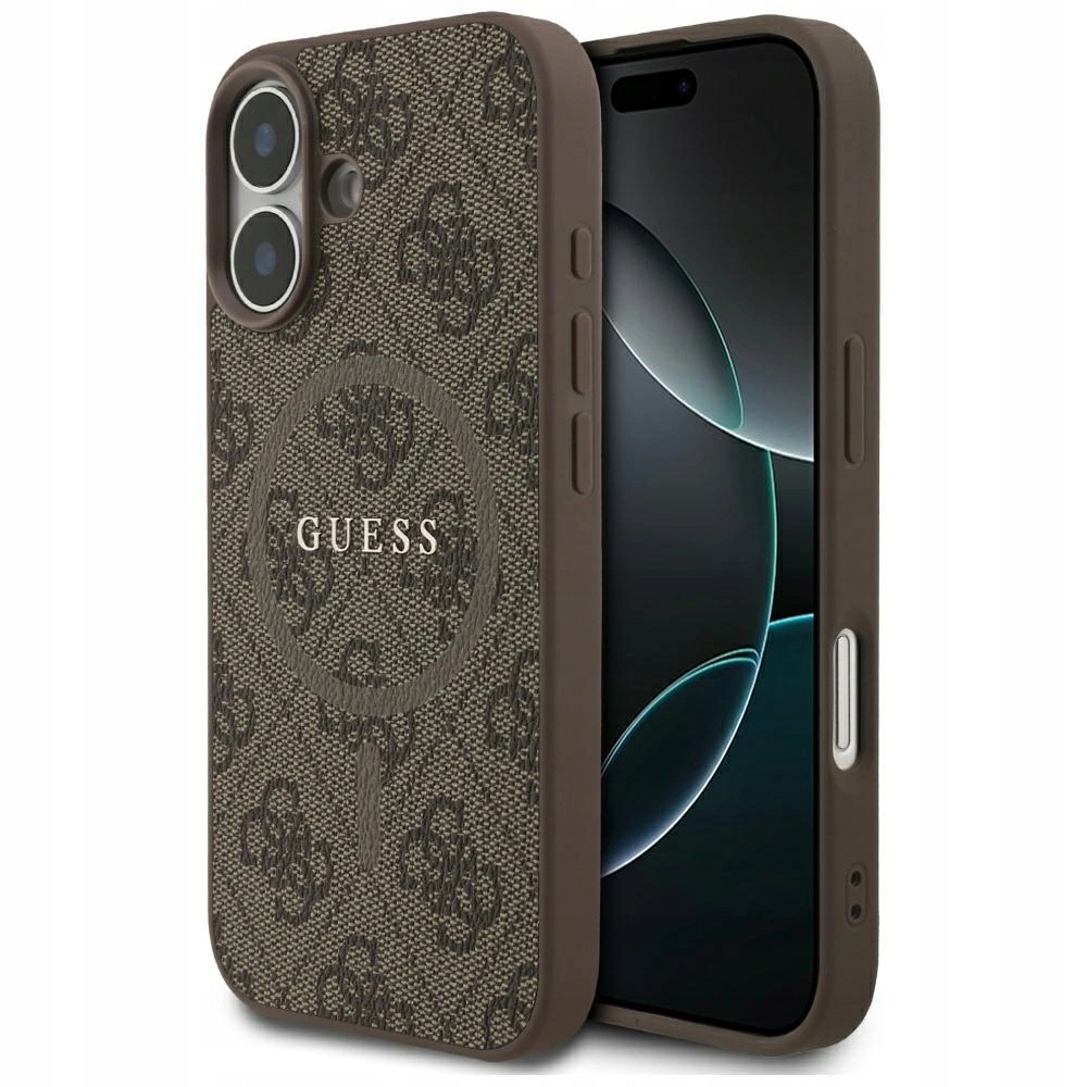 Pouzdro Guess 4G Ring Classic Logo MagSafe pro Apple iPhone 17, hnědé