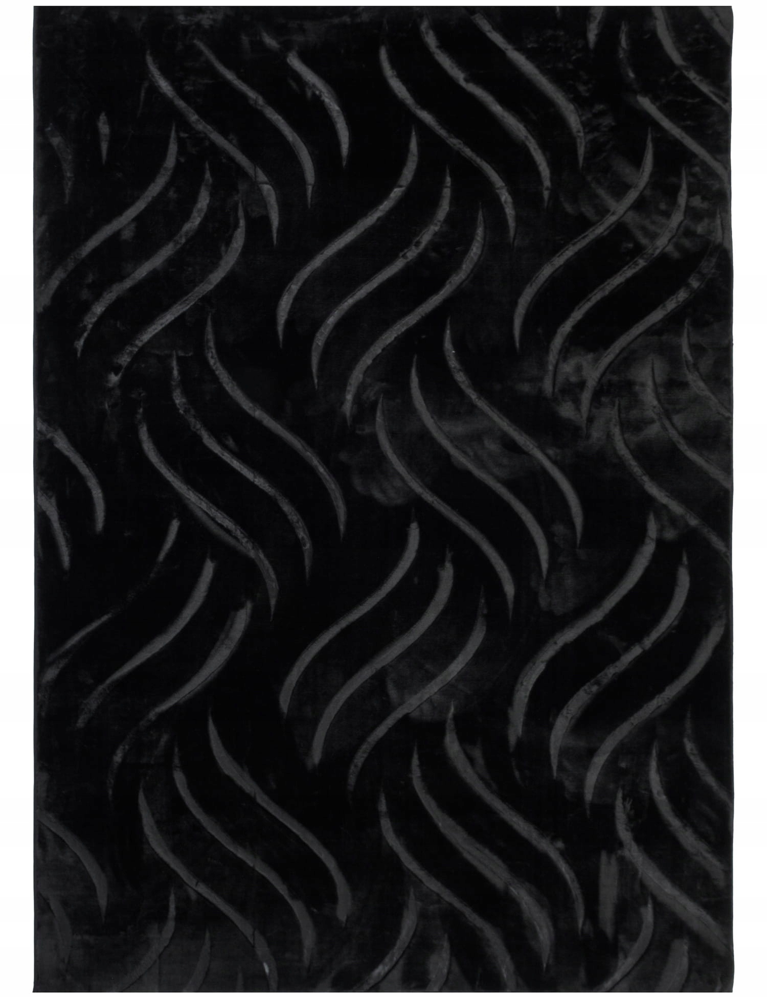 Koberec Běhoun Glamour 120x170 cm Fala Černý Protiskluzový Měkký kobereček
