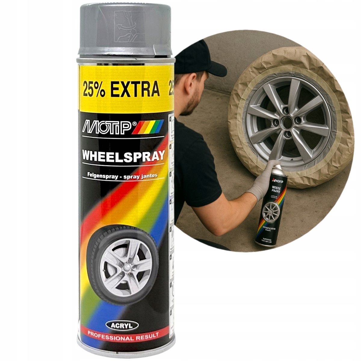 Motip Lakier Akrylowy do felg Srebrny Spray 500ML