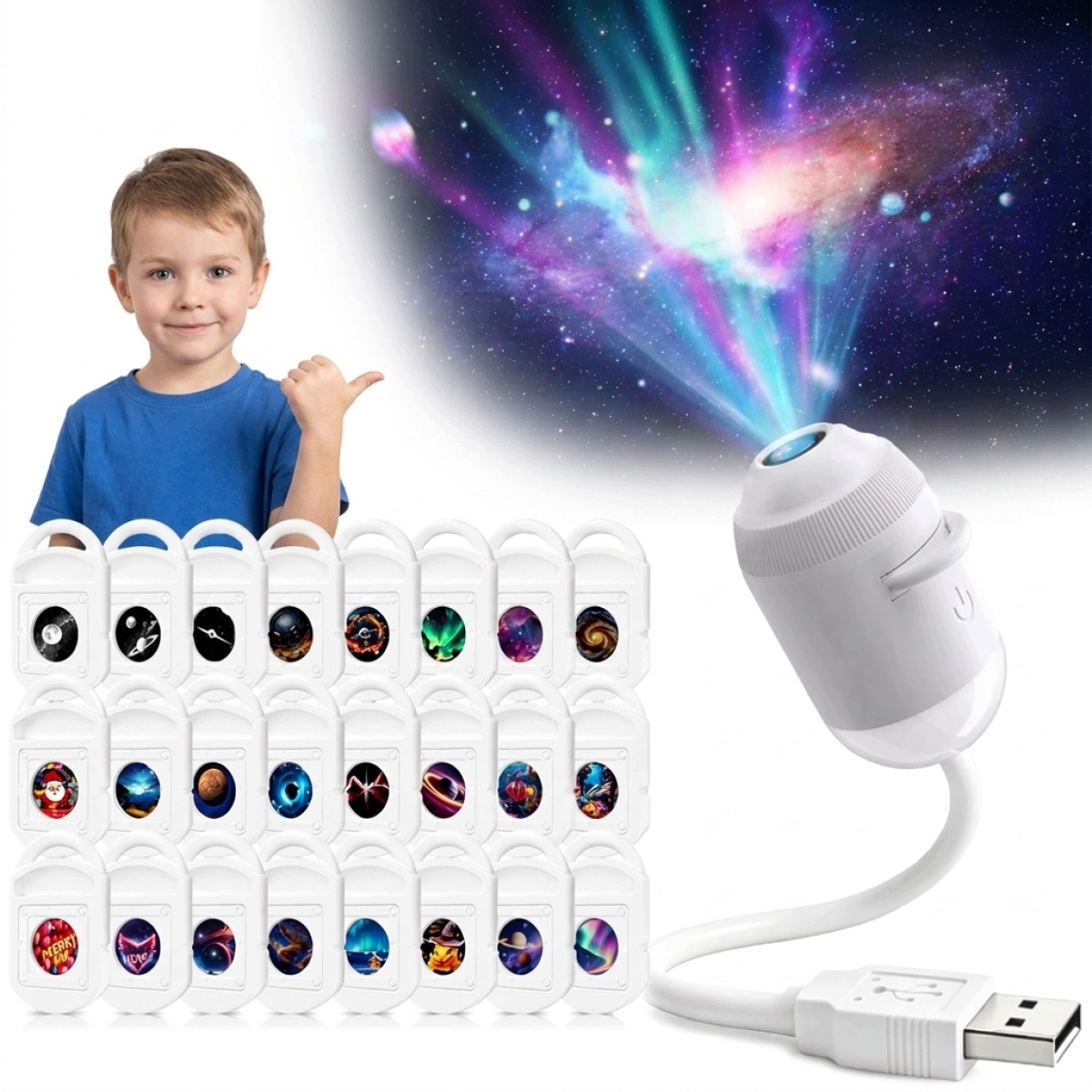 Projektor Holograficzny 5D Z 24 Slajdami, Regulowany W Zakresie 360°