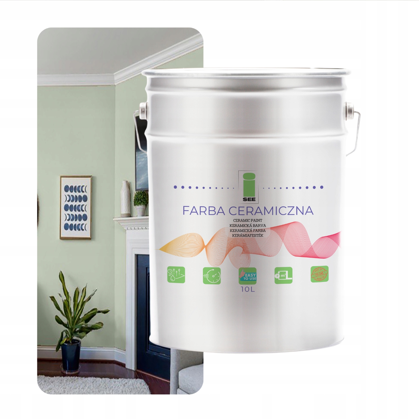 Keramická Farba Na Steny Umývateľná Zelená Pastelová 10 L Odolná Voči Škvrnám