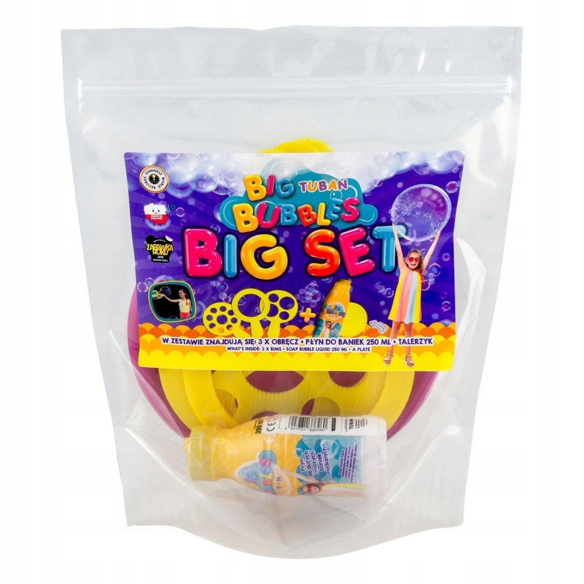 Bańki Mydlane Zestaw Płyn 250 ML PODSTAWKA OBRĘCZE